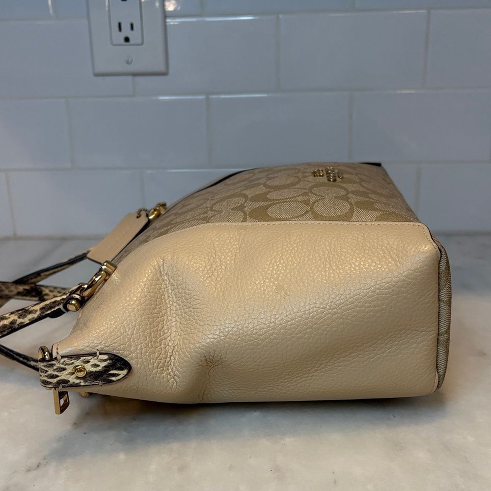 Coach Purse Handbag Kacey Signature Logo Snakeskin Color Block Satchel Bag - Picture 10 of 16